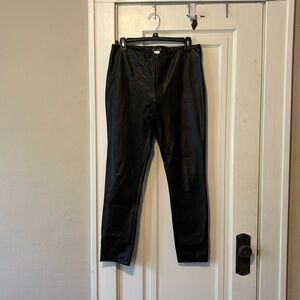 Black faux leather pants